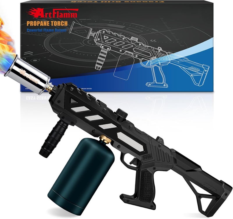 ARTFLAMM Powerful Propane Torch Gun, Kitchen Grill Torch with Detachable Design, Adjustable Flamethrower Torch Burner for Searing Steak, BBQ, Welding, Camping Charcoal Lighter(Tank Not Included) - Image 1